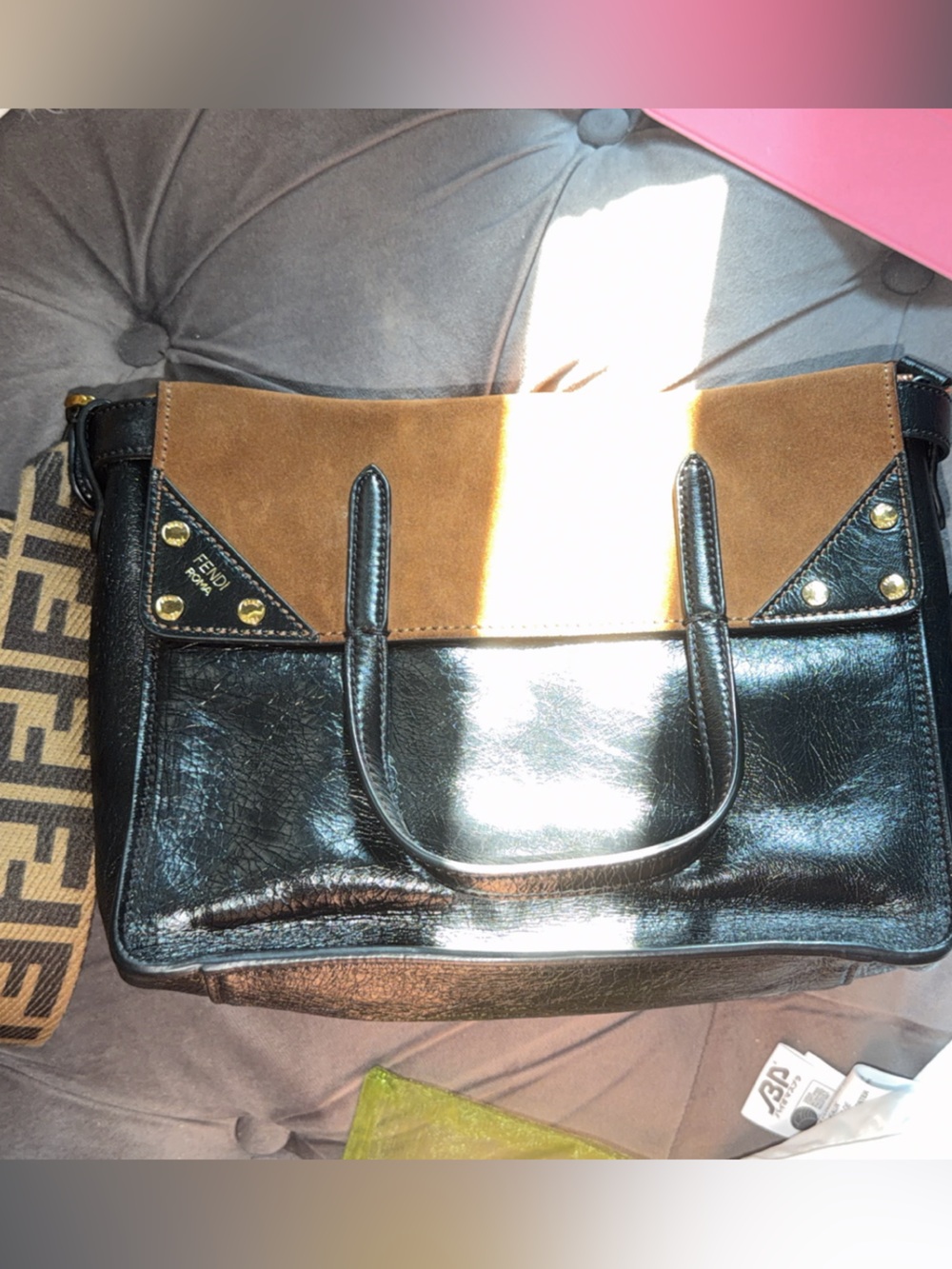 Fendi Suede Calfskin Grace Flip Tote